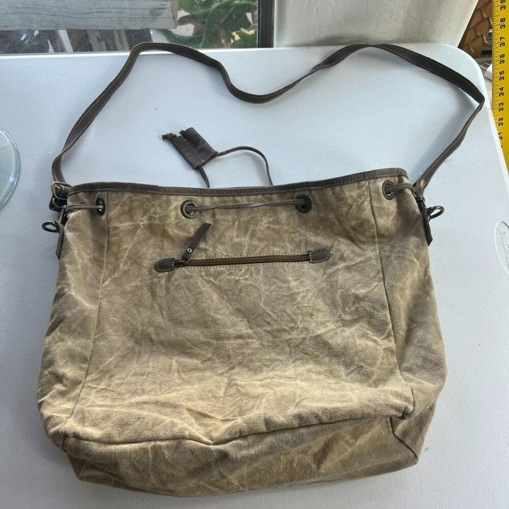 OHLAY Bucket Bag Milano Espec Drawstring Hair-On Genuine Leather Aztec Rug Woven - Picture 3 of 15